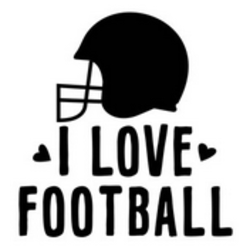 I love Football Decal Sticker for tumblers walls cars trucks windows wood metal plastic plates cups christmas gifts